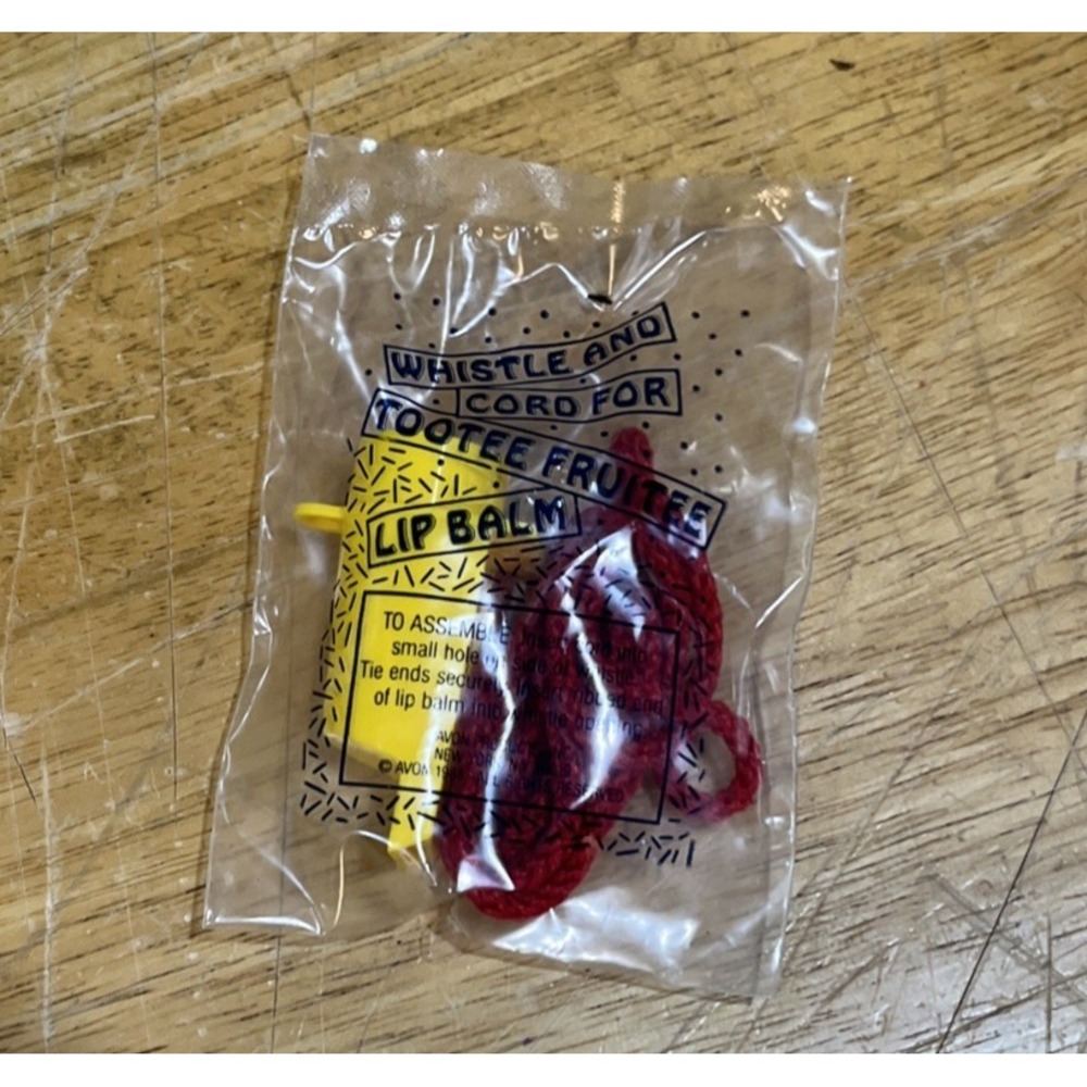 Vintage 1988 Avon Whistle and Cord For Tootee Fruitee Lip Balm Toy Unused